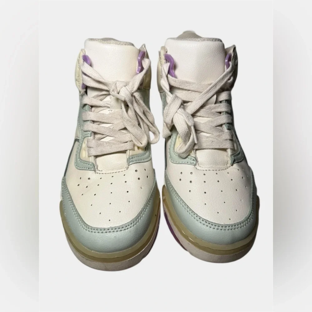 ZARA Kids High Top Sneakers White Purple Light Green Air Bubble Size 35, 3.5-4